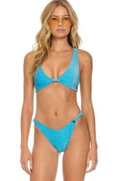 Swim Tops | Aviator Nation SPARKLE RIVIERA KNOT FRONT TOP BIKINI TOP - SKY