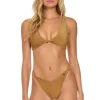 Swim Tops | Aviator Nation SPARKLE RIVIERA KNOT FRONT TOP BIKINI TOP - MOCHA