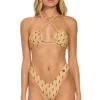 Swim Tops | Aviator Nation SPARKLE ST TROPEZ BANDEAU HALTER BIKINI TOP - BLACK BOLT REPEAT BLACKBOLTREPEAT