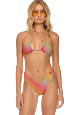 Swim Tops | Aviator Nation SPARKLE ST TROPEZ BANDEAU HALTER BIKINI TOP - RAINBOW