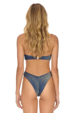 Swim Tops | Aviator Nation SPARKLE ST TROPEZ BANDEAU HALTER BIKINI TOP - NAVY