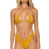 Swim Bottoms | Aviator Nation SPARKLE ST TROPEZ SCRUNCH CHEEKY BIKINI BOTTOMS - GOLD