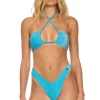 Swim Bottoms | Aviator Nation SPARKLE ST TROPEZ SCRUNCH CHEEKY BIKINI BOTTOMS - SKY