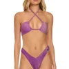 Swim Bottoms | Aviator Nation SPARKLE ST TROPEZ SCRUNCH CHEEKY BIKINI BOTTOMS - GRAPE