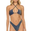 Swim Bottoms | Aviator Nation SPARKLE ST TROPEZ SCRUNCH CHEEKY BIKINI BOTTOMS - NAVY