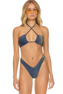 Swim Bottoms | Aviator Nation SPARKLE ST TROPEZ SCRUNCH CHEEKY BIKINI BOTTOMS - NAVY
