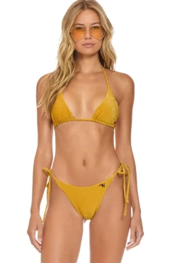 Swim Bottoms | Aviator Nation SPARKLE TURKS SIDE TIE CHEEKY BIKINI BOTTOMS - GOLD