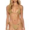 Swim Bottoms | Aviator Nation SPARKLE TURKS SIDE TIE CHEEKY BIKINI BOTTOMS - SAND