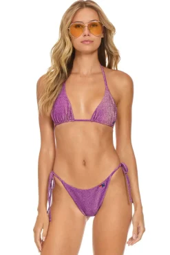 Swim Bottoms | Aviator Nation SPARKLE TURKS SIDE TIE CHEEKY BIKINI BOTTOMS - GRAPE