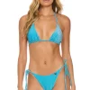Swim Bottoms | Aviator Nation SPARKLE TURKS SIDE TIE CHEEKY BIKINI BOTTOMS - SKY