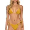 Swim Tops | Aviator Nation SPARKLE TURKS TRIANGLE BIKINI TOP - GOLD