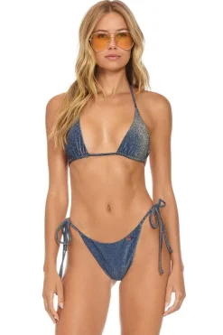 Swim Tops | Aviator Nation SPARKLE TURKS TRIANGLE BIKINI TOP - NAVY