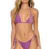Swim Tops | Aviator Nation SPARKLE TURKS TRIANGLE BIKINI TOP - GRAPE