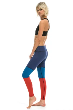 Activewear | Activewear | Aviator Nation SPRINTER FULL LENGTH LEGGINGS - POSEIDON / CARIBBEAN / RED