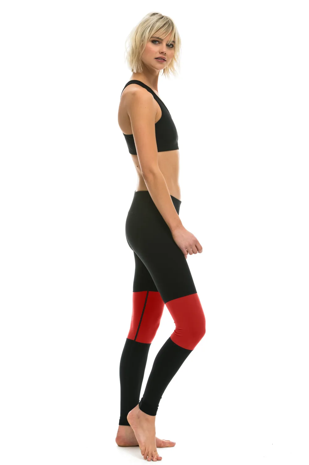 Activewear | Activewear | Aviator Nation SPRINTER FULL LENGTH LEGGINGS - BLACK // RED BLACK//RED