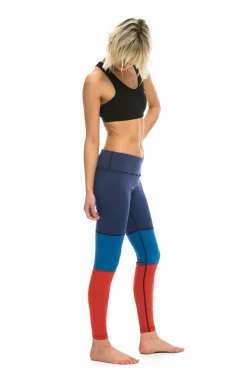 Activewear | Activewear | Aviator Nation SPRINTER FULL LENGTH LEGGINGS - POSEIDON / CARIBBEAN / RED