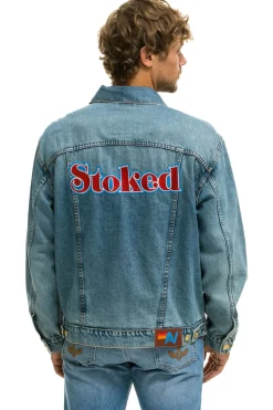 Denim | Denim | Aviator Nation STOKED OVERSIZED CONCERT DENIM JACKET - VINTAGE
