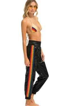 Sweatpants | Aviator Nation 5 STRIPE HI RISE WIND PANT - BLACK