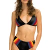 Swim Bottoms | Aviator Nation 5 STRIPE HI-WAISTED BIKINI BOTTOMS - BLACK