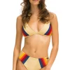 Swim Bottoms | Aviator Nation 5 STRIPE HI-WAISTED BIKINI BOTTOMS - GOLD