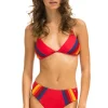 Swim Bottoms | Aviator Nation 5 STRIPE HI-WAISTED BIKINI BOTTOMS - RED