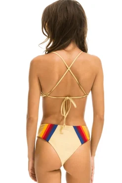 Swim Bottoms | Aviator Nation 5 STRIPE HI-WAISTED BIKINI BOTTOMS - GOLD