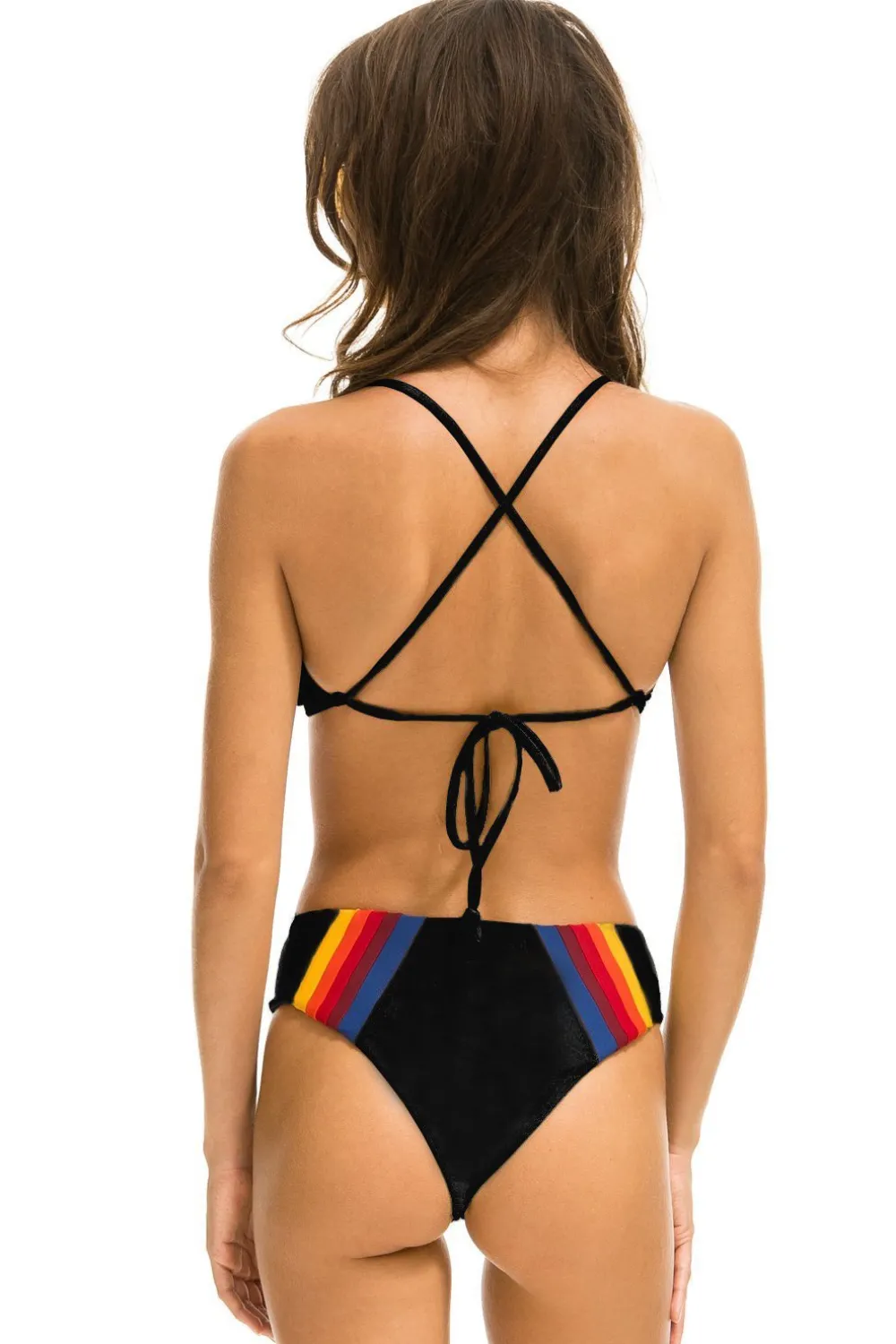 Swim Bottoms | Aviator Nation 5 STRIPE HI-WAISTED BIKINI BOTTOMS - BLACK