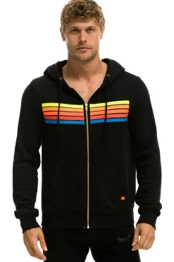 Hoodies | Hoodies | Aviator Nation 5 STRIPE HOODIE - BLACK // NEON RAINBOW BLACK//NEONRAINBOW