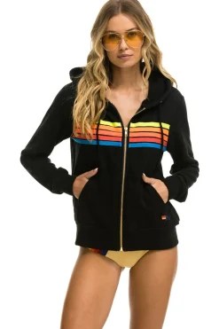Hoodies | Hoodies | Aviator Nation 5 STRIPE HOODIE - BLACK // NEON RAINBOW BLACK//NEONRAINBOW