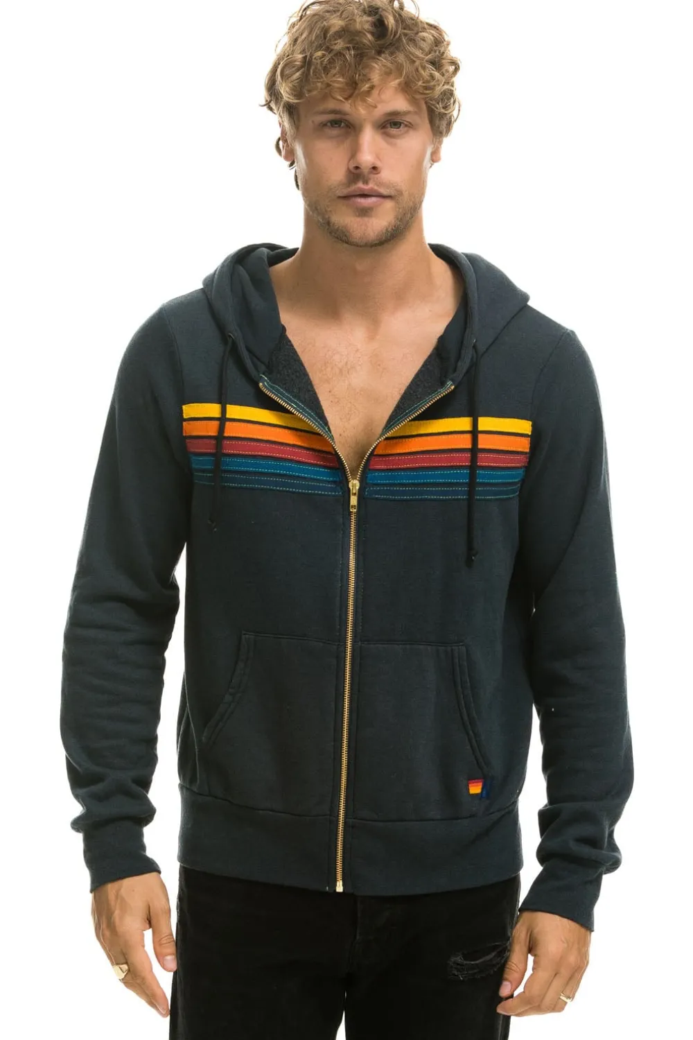 Hoodies | Hoodies | Aviator Nation 5 STRIPE HOODIE - CHARCOAL