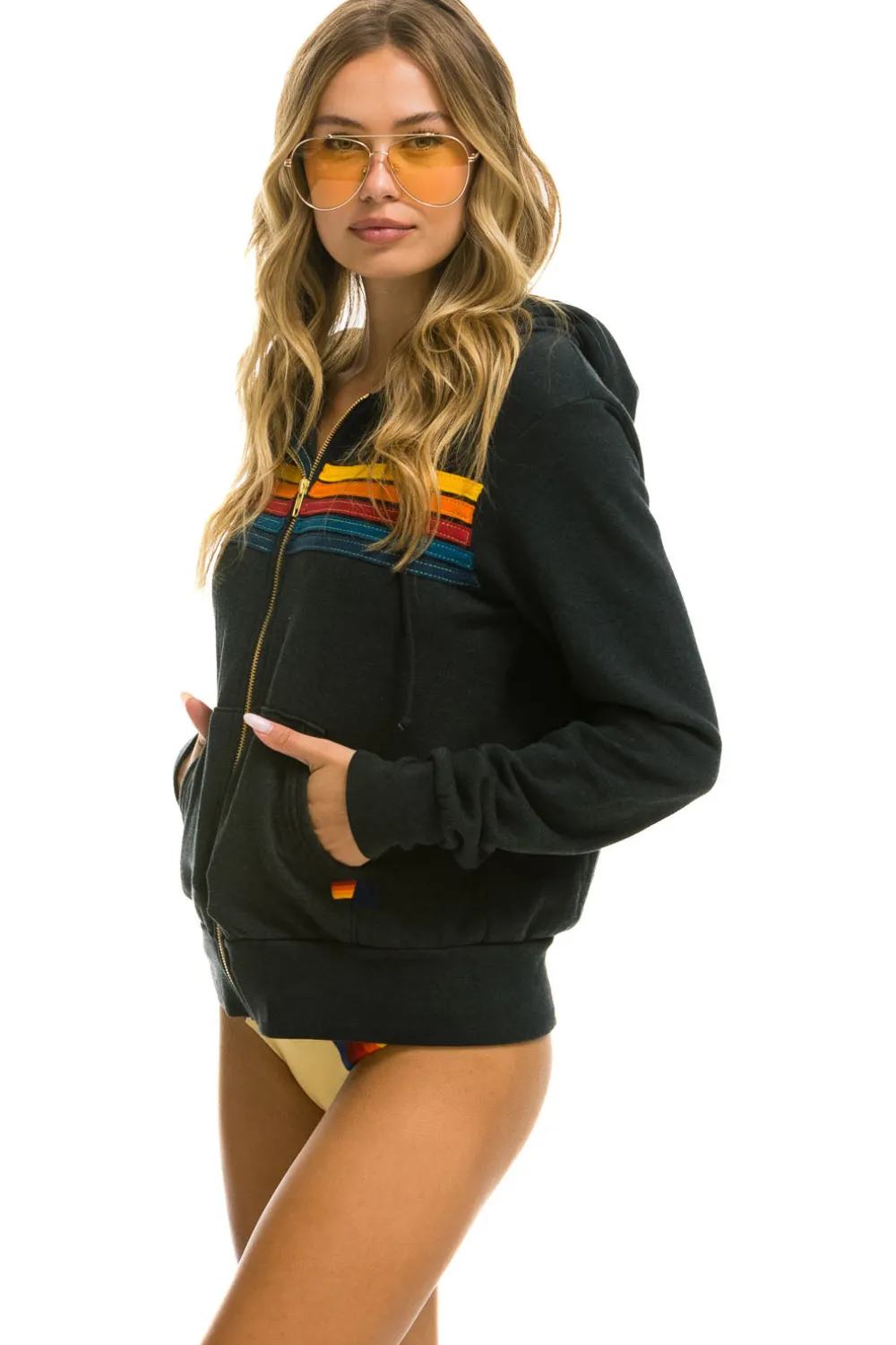 Hoodies | Hoodies | Aviator Nation 5 STRIPE HOODIE - CHARCOAL