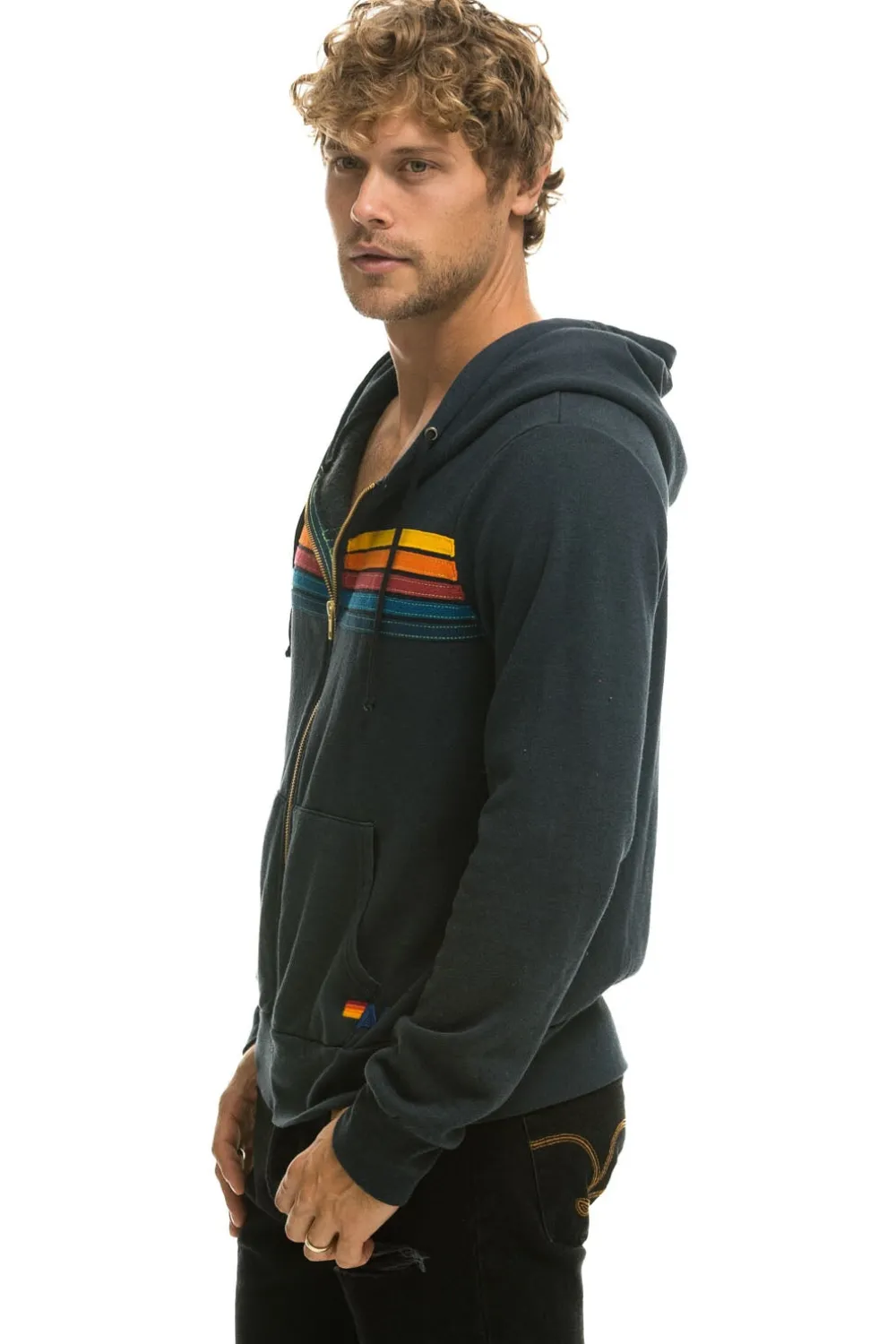 Hoodies | Hoodies | Aviator Nation 5 STRIPE HOODIE - CHARCOAL