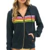 Hoodies | Hoodies | Aviator Nation 5 STRIPE HOODIE - CHARCOAL // PINK // GREEN CHARCOAL//PINK//GREEN