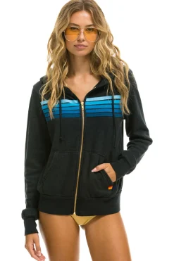 Hoodies | Hoodies | Aviator Nation 5 STRIPE HOODIE - CHARCOAL // BLUE CHARCOAL//BLUE