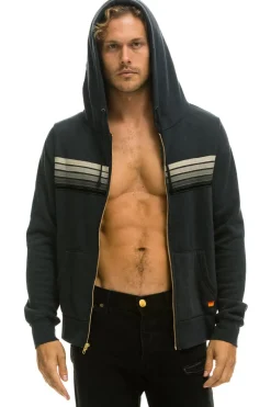 Hoodies | Hoodies | Aviator Nation 5 STRIPE HOODIE - CHARCOAL // GREY STRIPES CHARCOAL//GREYSTRIPES