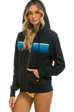 Hoodies | Hoodies | Aviator Nation 5 STRIPE HOODIE - CHARCOAL // BLUE CHARCOAL//BLUE