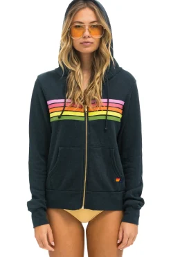Hoodies | Hoodies | Aviator Nation 5 STRIPE HOODIE - CHARCOAL // PINK // GREEN CHARCOAL//PINK//GREEN