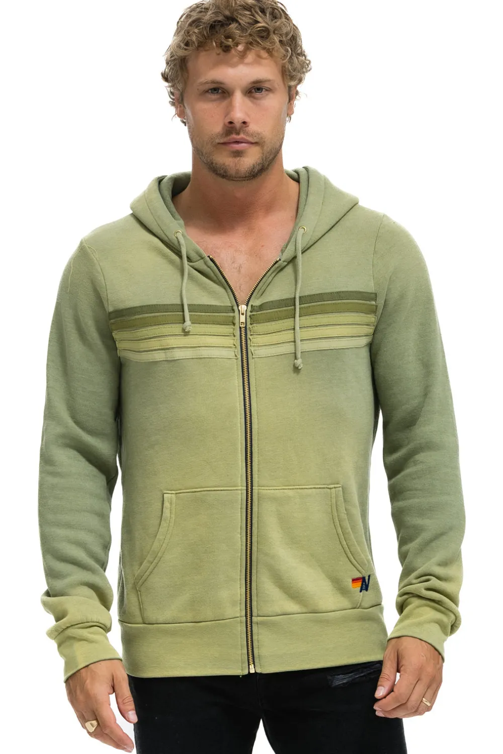 Hoodies | Hoodies | Aviator Nation 5 STRIPE HOODIE - FADED ARMY FADEDARMY