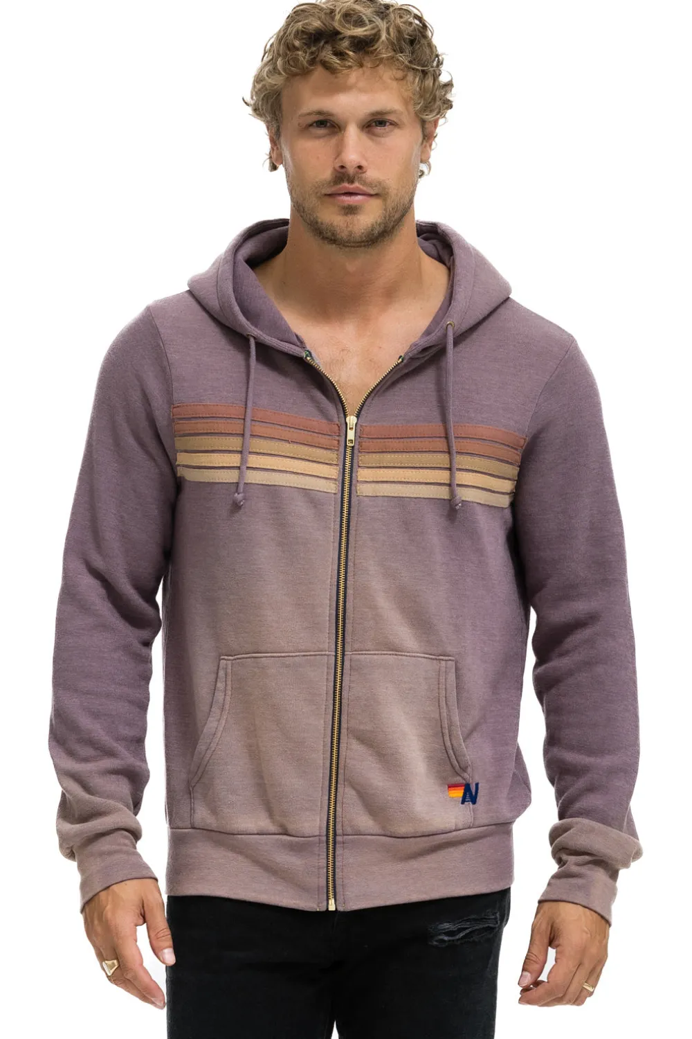 Hoodies | Hoodies | Aviator Nation 5 STRIPE HOODIE - FADED MOCHA FADEDMOCHA