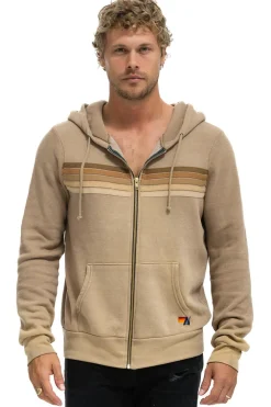 Hoodies | Hoodies | Aviator Nation 5 STRIPE HOODIE - FADED TAN FADEDTAN