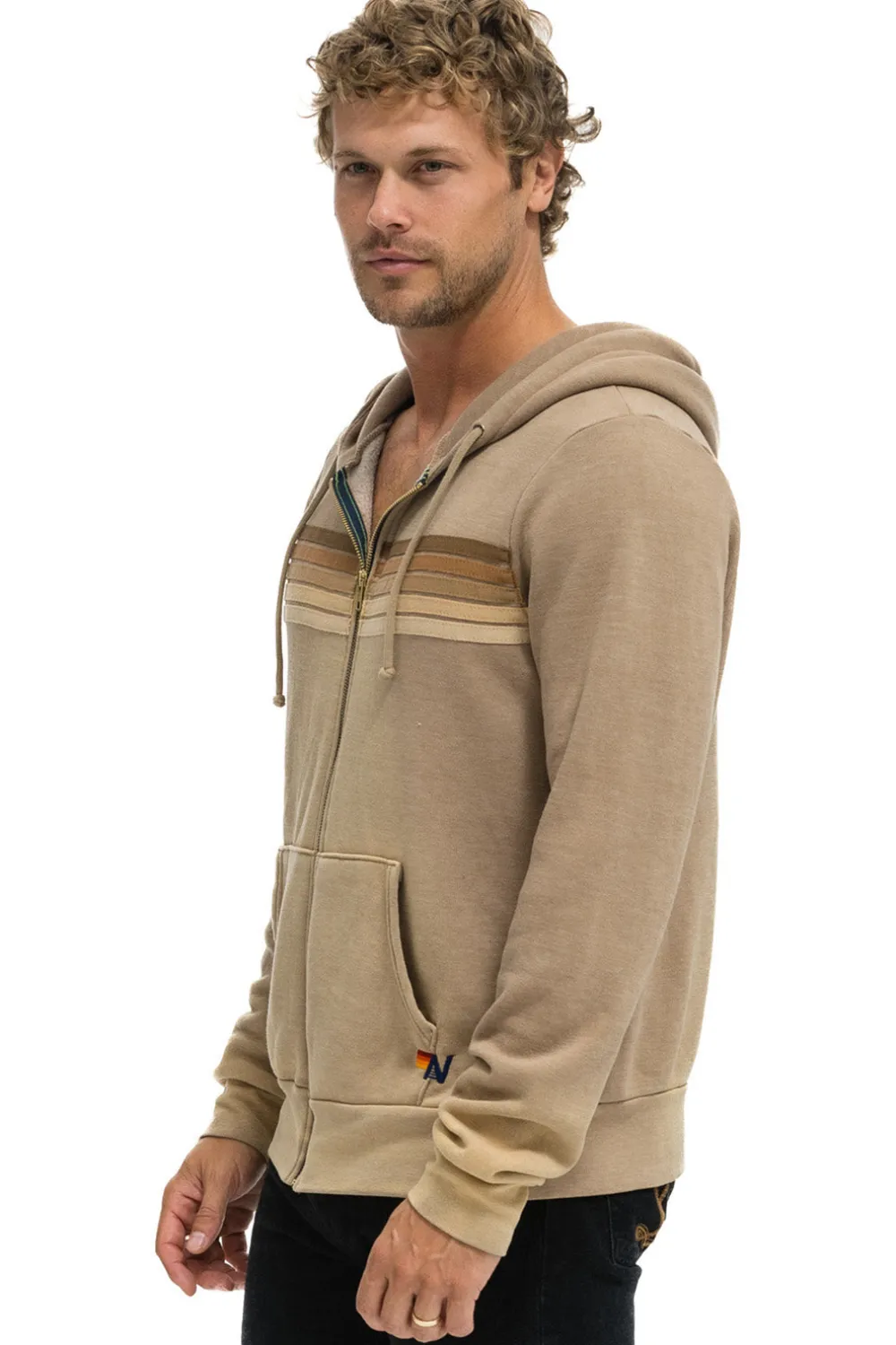 Hoodies | Hoodies | Aviator Nation 5 STRIPE HOODIE - FADED TAN FADEDTAN