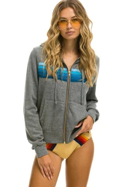 Hoodies | Hoodies | Aviator Nation 5 STRIPE HOODIE - HEATHER GREY // BLUE HEATHERGREY//BLUE