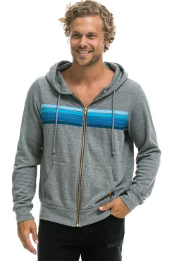 Hoodies | Hoodies | Aviator Nation 5 STRIPE HOODIE - HEATHER GREY // BLUE HEATHERGREY//BLUE