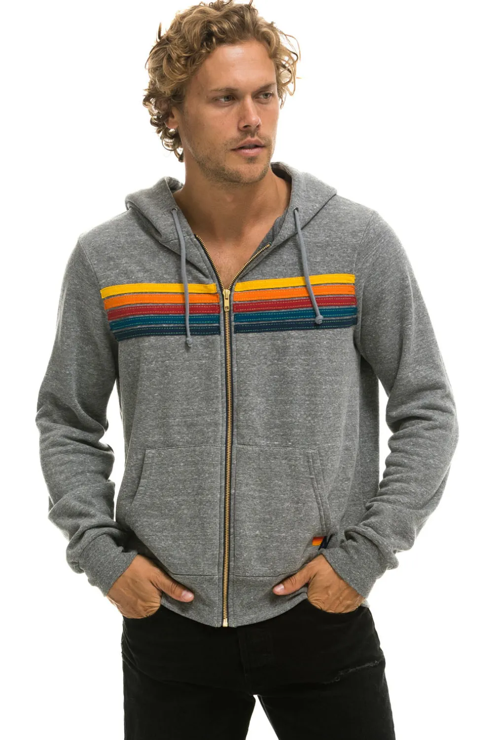 Hoodies | Hoodies | Aviator Nation 5 STRIPE HOODIE - HEATHER GREY HEATHERGREY