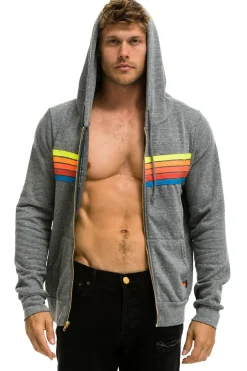 Hoodies | Hoodies | Aviator Nation 5 STRIPE HOODIE - HEATHER GREY // NEON RAINBOW HEATHERGREY//NEONRAINBOW