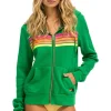 Hoodies | Hoodies | Aviator Nation 5 STRIPE HOODIE - KELLY GREEN // NEON PINK // YELLOW KELLYGREEN//NEONPINK//YELLOW