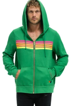 Hoodies | Hoodies | Aviator Nation 5 STRIPE HOODIE - KELLY GREEN // NEON PINK // YELLOW KELLYGREEN//NEONPINK//YELLOW
