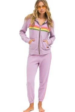 Hoodies | Hoodies | Aviator Nation 5 STRIPE HOODIE - MAUVE // PINK // GREEN MAUVE//PINK//GREEN