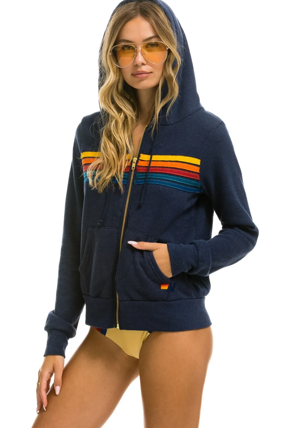 Hoodies | Hoodies | Aviator Nation 5 STRIPE HOODIE - NAVY