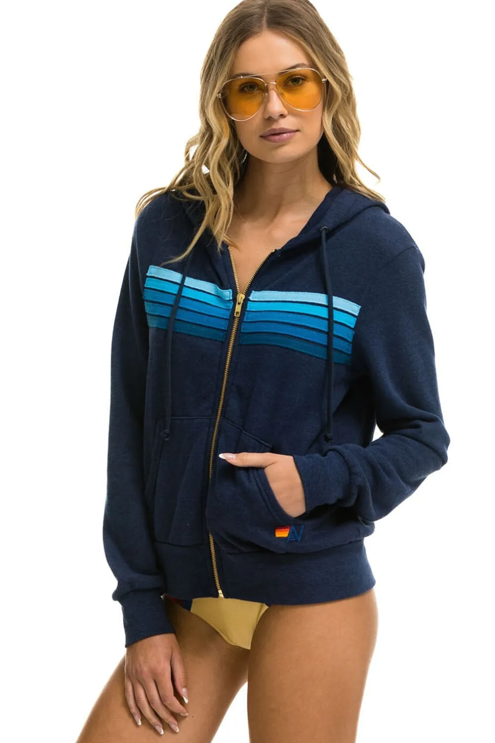 Hoodies | Hoodies | Aviator Nation 5 STRIPE HOODIE - NAVY // BLUE NAVY//BLUE